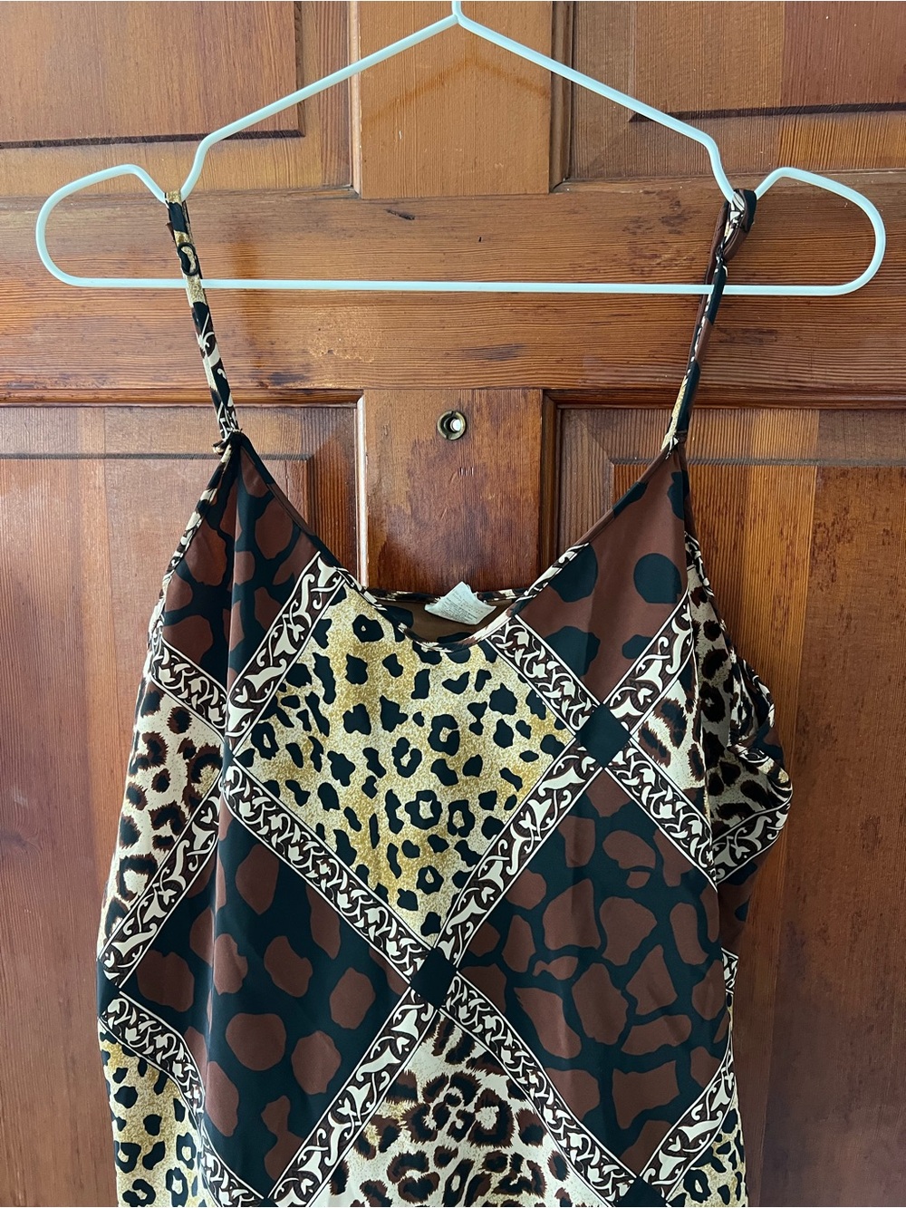 Vintage Animal Print Chemise Nightgown Slip Dress Loungewear Size Large - Picture 2 of 7